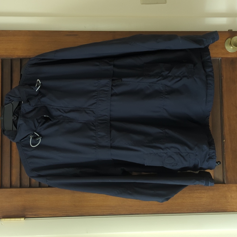 Gap pullover men's navy blue side extra large stowaway hood